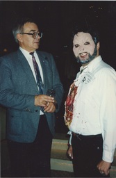 Alexander Galant (the wolf creature) with Nicolae Paduraru, President of the Transylvanian Society of Dracula of Romania at Dracula '97